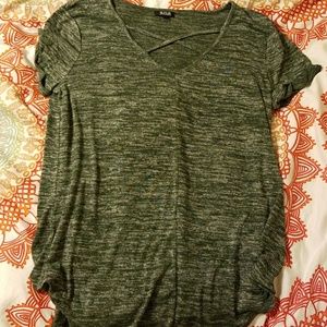 Green Cross Neckline Top